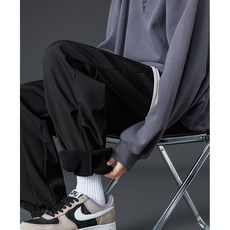 남성방한바지 겨울패딩바지 솜 누빔 방수 남성용 겨울 스웻팬츠 플리스 라이너 두껍고 따뜻한 헐렁한 조거 바지 빅 사이즈 XL 운동복 캐주얼 느슨한 보온, 7XL (42-44)_Black
