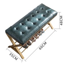 어반30 베드 벤치 스툴 소파 신발장 철예제 신발걸이, 골드+먹녹색정자단추60*35*48CM