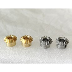 2PCS 1:1 베벨 기어 0.8M 15T 3 4 5 6 mm 6.35mm 보어 홀 직경 M3 잭 스크류 황동 베벨 기어, 4mm Copper