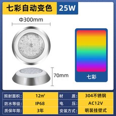 수영장 수중조명 수중등 풀빌라 리조트 펜션 설치조명, 22 25W 7컬러(자동변색), 1개
