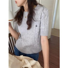 꽈배기반팔니트