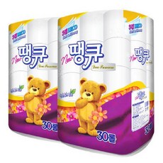 1+1 뉴땡큐 3겹30롤 두루마리 휴지 3겹데코 화장지 2개, 60개