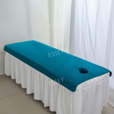 미용베드커버 침대 마사지 피부 속눈썹 팥죽색 시트, 80x190cm 중간 두께, 5. 구멍이 뚫린 공작 블루 테두리