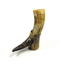 Huge Natural Drinking Ox Horn & Stand - 1 Pint Plus - Limite/13417576, 상세내용참조