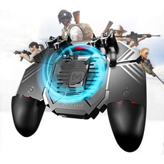 Newseego PUBG 모바일 게임 컨트롤러 [업그레이드] 슈팅 게임용 냉각 게임패드가 포함된 6개 손가락 트리거 폰 컨트롤러 패드 Knives Out/Rules of Surv, 블랙1, 1개