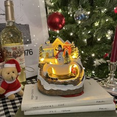 LED 크리스마스 산타 스노우맨 움직이는 기차 오르골 무드등 인테리어 장식품, 스노우맨 기차 오르골, 스노우맨 기차 오르골