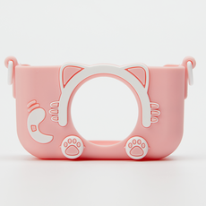 도파밍 어린이 키즈 미니 디지털 카메라 케이스 스트랩 목걸이 포함, 핑크캣