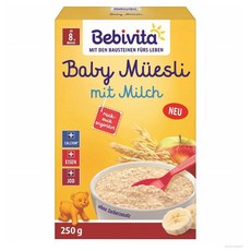 Bebivita Baby Mesli Mit Milch 베이비타 베이비 뮤즐리 통곡물 이유식 250g 6팩, 6개