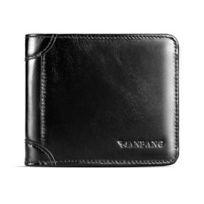 MANBANG 【정품 소가죽】 브랜드 남성용 지갑 럭셔리 오리지널 짧은 3단 접이식 첫 번째 레이어 소가죽 지갑 비즈니스 수평 패션 커피. 천연 소가죽