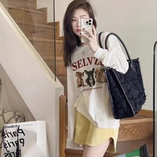 수유복 외출 춘추 이너 이너 이너 레깅스 캐릭터 프린트 순면 긴팔 티셔츠 레깅스