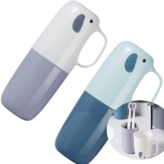 심플바이 휴대용 양치컵 칫솔케이스, 2개입, 화이트+블루