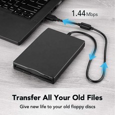 3.5 외장 휴대용 USB 플로피 디스크 리더 드라이브 1.44 MB FDD 디스켓 드라이브 Windows 7 8 2000 XP Vist, 01 black, 1개