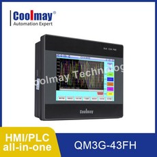 Coolmay HMI PLC 아날로그 입력 컨트롤러 통합 QM3G-43FH-24MR-4AD2DA-485P 12 릴레이 출력 4.3 인치, 04 AI AO 0-5V