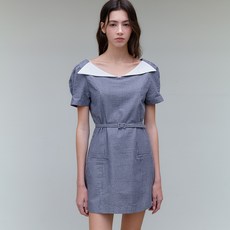 아워코모스 comos 1185 boat-neckline cotton mini dress (navy)
