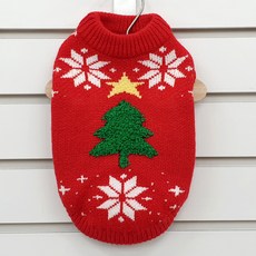 도기코디 크리스마스 애견 겨울 강아지옷 산타 트리 니트티, 레드