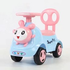 1 3세 유아용 판다 디자인 음악 스윙카 글라이더 사륜 장난감 차 밸런스 카 넓은 바퀴, 토끼 더블 컬러 조합 + 음악과 조명, 1개