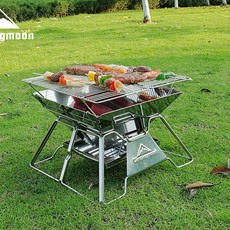 캠핑선반정리대 우드캠핑선반 Coleman 자동 운전 캠핑 스테인레스 스틸 소각로 두꺼운 금속 바베큐 그릴 접이식 바베큐 그릴 탄소 바베큐 증가, 파이어 메이플 베이킹 팬 1.5KG