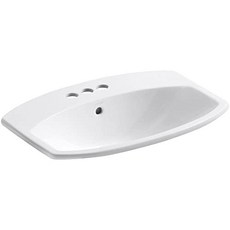 Kohler K-2351-4-0 Cimarron 자동문 욕실 세면대 화이트 (White), White