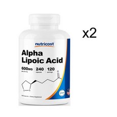 2개세트 Nutricost Alpha Lipoic Acid 뉴트리코스트 알파 리포산 600mg 240캡슐