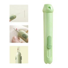 [루이/3IN1 디자인] 더블 헤드 실뜨개 리퍼 바늘꿰기 바늘 보관 기능 내장형, 초록색, 1개