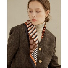 헤지스 악세서리 여성 20FW [쇼핑백 동봉] 오렌지 스트라이프 실크 스카프 HIMU0F900O2