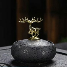 휴대용재떨이 세라믹 재떨이 크리 에이 티브 가정용 안티 플라이 애쉬 커버 연기 트레이 거실 장식 액세서리 남자 친구를위한 선물, [15] Black-Elk, 1개