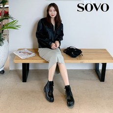 소보제화미들통굽 베이직 여성워커 4cm