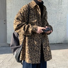 남성 레오파드 자켓 오버핏 호피 패턴 무늬 코트