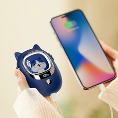 보조배터리 손난로 무드등 10000mAh 5단조절 그래핀 탄소, 네이비