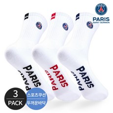 파리생제르맹 PSG 파리 생제르맹 남성 스포츠 쿠션 넥 컬러 포인트 중장목양말 3P_WH