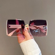 여성용 사각 프레임리스 레트로 선글라스 빈티지 안경 럭셔리 트렌드 디자이너 UV400 패션, C, 1PC, 1개