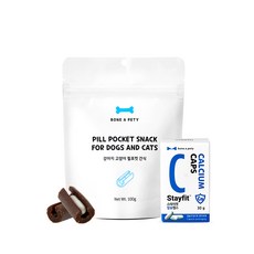  본아페티 반려견 칼슘 뼈 건강 관절 관리 영양제 60정+애견 필포켓 간식 100g 