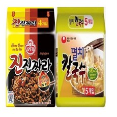 오뚜기 진진짜라 멀티(4입)1팩 + 농심 멸치칼국수 멀티(5입)1팩 봉지라면, 9개
