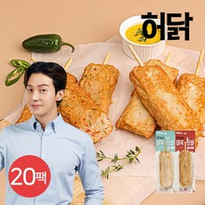 [허닭] 닭가슴살 어묵 핫바 70g 2종 20팩, 옵션:02.닭가슴살 어묵 핫바 매운맛 20팩