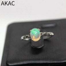 AKAC 내추럴 파이어 오팔 925 스털링 실버 조정 가능한 반지 돌 크기 약 68mm 무작위