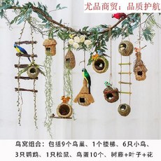 초중등학교 수초 위빙 장소 배치 엔틱한디자인 별장 지붕 정원 실내외 꽃자수원 건초 룩, 작은새 집 콤비네이션 C （등나무 롱