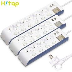 현대일렉트릭 하이탭 개별 스위치 USB 충전 2포트 2800W 국산 안전 멀티탭, 4구, 1개, 1.5m