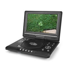 9.8 인치 휴대용 홈 자동차 DVD 플레이어 회전 VCD CD 게임 TV 플레이어 라디오 어댑터 지원 FM 라디오 수신-미국 플러그, Black