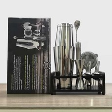 칵테일 지거 키트 조주기능사 홈텐딩 쉐이커 계량컵, 실버 10종세트