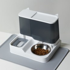 페키움 강아지 고양이 반자동 급식기 급수기+실리콘 매트증정, 그레이, 1개