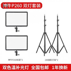 고독스 개인방송 LED 비디오조명 LEDP260C 1개 촬영 유투버, 더블라이트+2m소켓