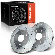 A-Premium 일부 Nissan 및 Infiniti 모델과 호환되는 12.60인치(320.1mm) 전면 드릴 슬롯 디스크 브레이크 로터 - Armada 2005-2006 T, 전면 드릴링 및 슬롯링 미국직구, 1개