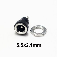 DC 전원 잭 공급 소켓 커넥터 암 2 핀 패널 장착 플러그 어댑터 DC022B 3A12V 5.5x2.1 3.5x1.3 5.5x2.5mm, [01] 5.5x2.1mm, 1개