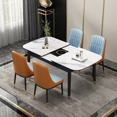 인덕션식탁 대리석 확장형 6인용 세라믹식탁 접이식테이블 가정용 4인용, 1.1m 테이블+의자4개
