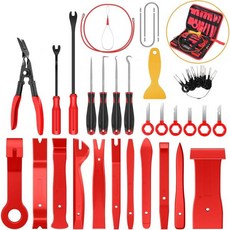GOOACC 40Pcs 트림 제거 공구 자동 단자 키 클립 플라이어스 스테레오 자동차 실내, Red, Red