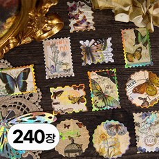 240장 대용량 세트 빈티지 우표 다꾸 스티커 홀로그램 레트로 스타일 키치 감성 sticker 인스 용품 다이어리 꾸미기 조각 씰 패키지 스티커팩 랜덤팩