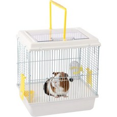  Misyue Hamster 여행용 휴대용 캐리어 케이지 소형 동물 케이스 물병 및 음식 그릇 드워프 햄스터 페럿 고슴도치 친칠라 기니피그용(화이트) 