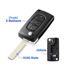 KEYYOU 3BNT For Peugeot Partner Citroen Berlingo Fiat scido HU83 VA2 Blade CE0523 CE0536 Flip Car Ke, 12 Model 3 HU83 Ce0536, 12)Model 3 HU83 Ce0536, 1개