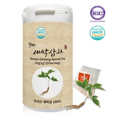 국내산 새싹삼차 티백 새싹삼 효능 진세노사이드 건강차, 새싹삼차 삼각티백 (25티백), 1g, 1개, 25개입