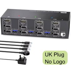 PC 신제품 KVM303DH 디스크 60HZ 144HZ 키보드 모니터 프린터용 US 스위처 OUT 트리플 4K UK 2024 IN 8K KVM 마우스 EU, UK No LOGO, 1개